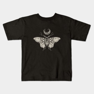 Whimsigoth Moth Moon Kids T-Shirt